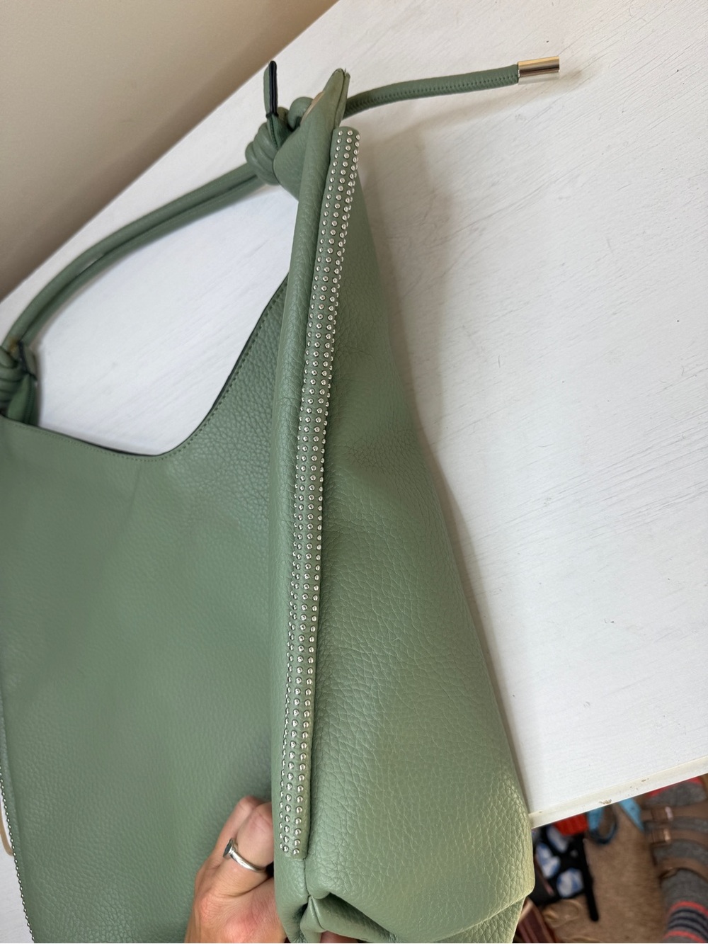 Montana West Slouchy Shoulder Bag Knotted Hobo Bag Green - Picture 4 of 15